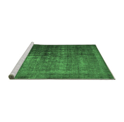Sideview of Machine Washable Abstract Emerald Green Contemporary Area Rugs, wshcon1191emgrn