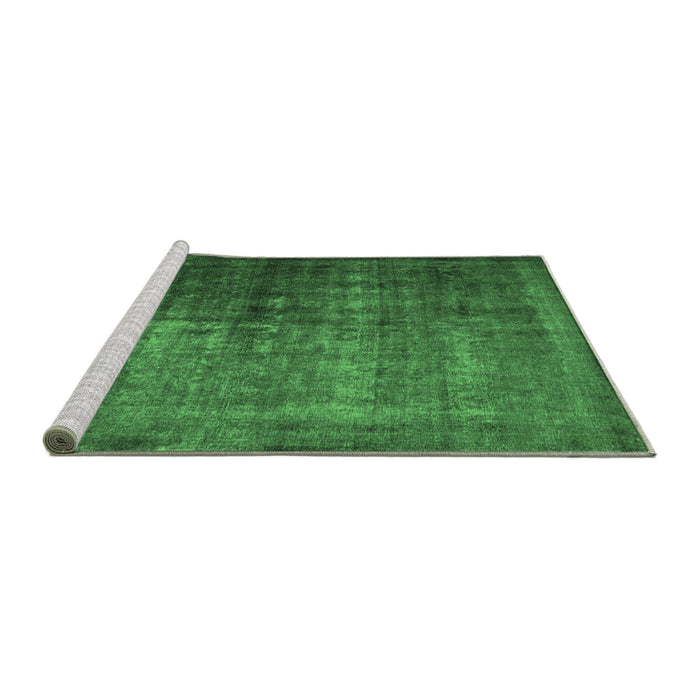 Sideview of Machine Washable Abstract Emerald Green Contemporary Area Rugs, wshcon1191emgrn