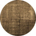 Round Abstract Brown Contemporary Rug, con1191brn