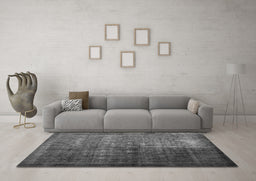Machine Washable Abstract Gray Contemporary Rug in a Living Room,, wshcon1191gry
