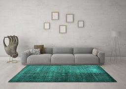 Machine Washable Abstract Turquoise Contemporary Area Rugs in a Living Room,, wshcon1191turq
