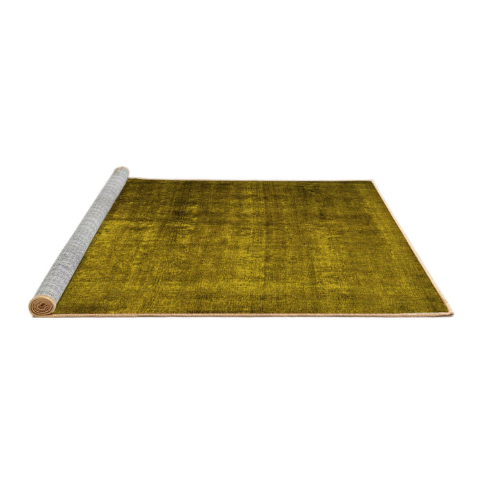 Sideview of Machine Washable Abstract Yellow Contemporary Rug, wshcon1191yw
