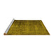 Sideview of Machine Washable Abstract Yellow Contemporary Rug, wshcon1191yw