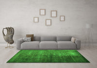 Machine Washable Abstract Green Contemporary Rug, wshcon1191grn
