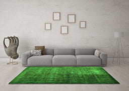 Machine Washable Abstract Green Contemporary Area Rugs in a Living Room,, wshcon1191grn