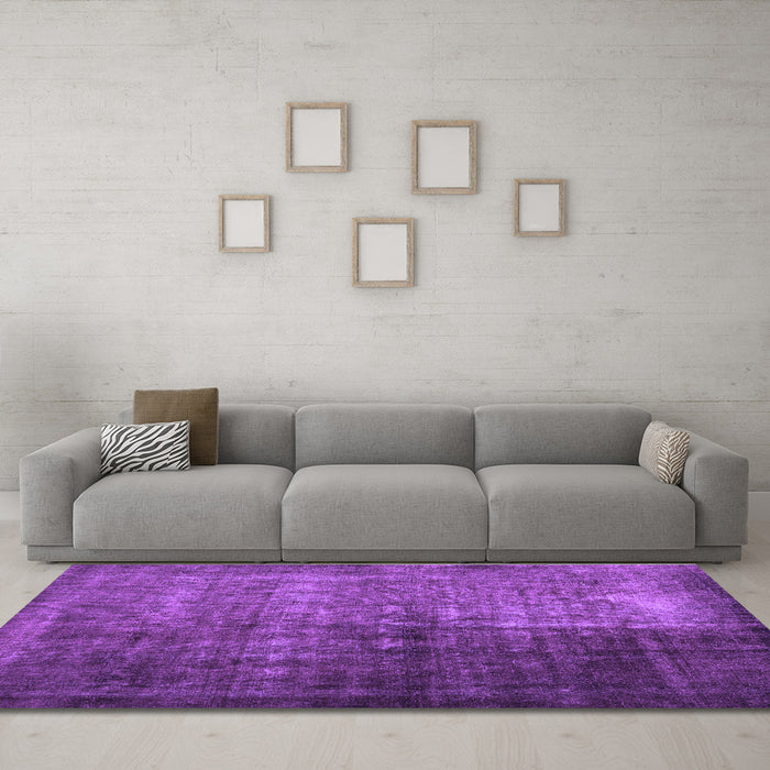 Machine Washable Abstract Purple Contemporary Area Rugs in a Living Room, wshcon1191pur