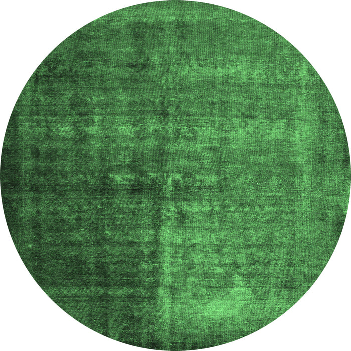 Round Abstract Emerald Green Contemporary Rug, con1191emgrn