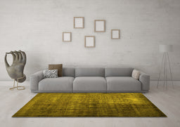 Machine Washable Abstract Yellow Contemporary Rug in a Living Room, wshcon1191yw