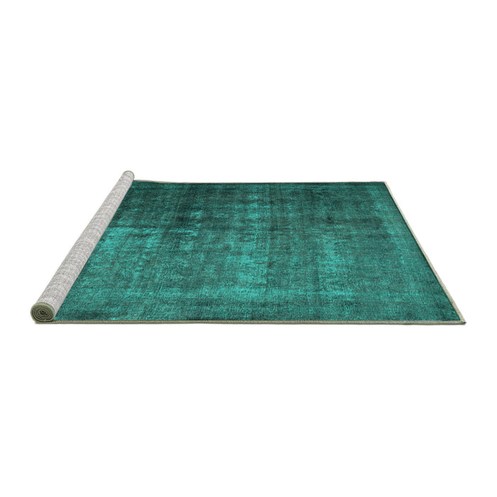 Sideview of Machine Washable Abstract Turquoise Contemporary Area Rugs, wshcon1191turq