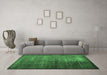 Machine Washable Abstract Emerald Green Contemporary Area Rugs in a Living Room,, wshcon1191emgrn