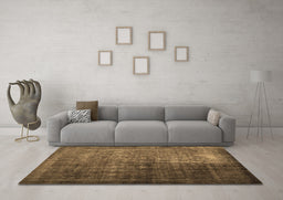 Machine Washable Abstract Brown Contemporary Rug in a Living Room,, wshcon1191brn