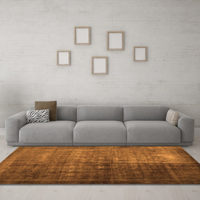 Machine Washable Abstract Orange Contemporary Area Rugs in a Living Room, wshcon1191org