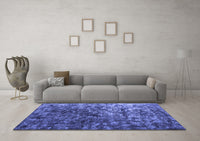 Machine Washable Abstract Blue Contemporary Rug, wshcon1192blu