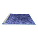 Sideview of Machine Washable Abstract Blue Contemporary Rug, wshcon1192blu