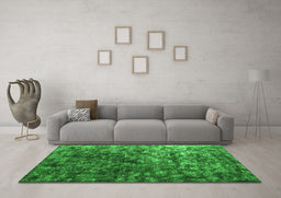 Machine Washable Abstract Green Contemporary Area Rugs in a Living Room,, wshcon1192grn