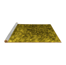 Sideview of Machine Washable Abstract Yellow Contemporary Rug, wshcon1192yw