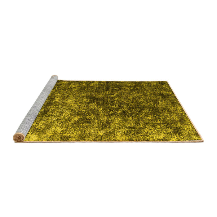Sideview of Machine Washable Abstract Yellow Contemporary Rug, wshcon1192yw
