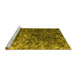 Sideview of Machine Washable Abstract Yellow Contemporary Rug, wshcon1192yw