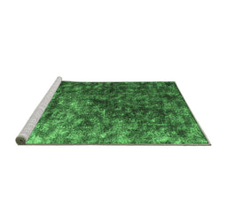 Sideview of Machine Washable Abstract Emerald Green Contemporary Area Rugs, wshcon1192emgrn