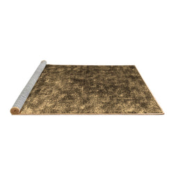 Sideview of Machine Washable Abstract Brown Contemporary Rug, wshcon1192brn