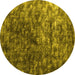 Round Abstract Yellow Contemporary Rug, con1192yw