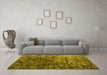 Machine Washable Abstract Yellow Contemporary Rug in a Living Room, wshcon1192yw