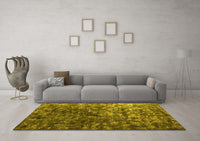 Machine Washable Abstract Yellow Contemporary Rug, wshcon1192yw