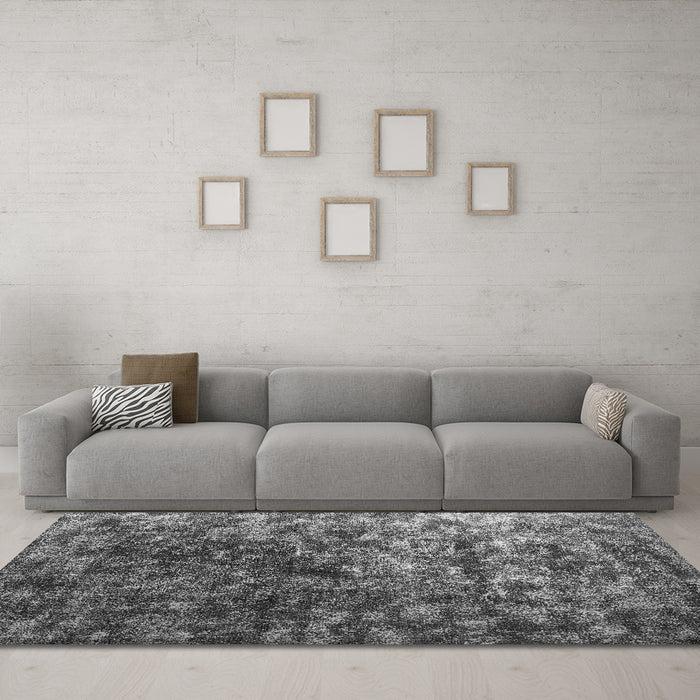 Machine Washable Abstract Gray Contemporary Rug in a Living Room,, wshcon1192gry