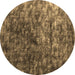 Round Abstract Brown Contemporary Rug, con1192brn