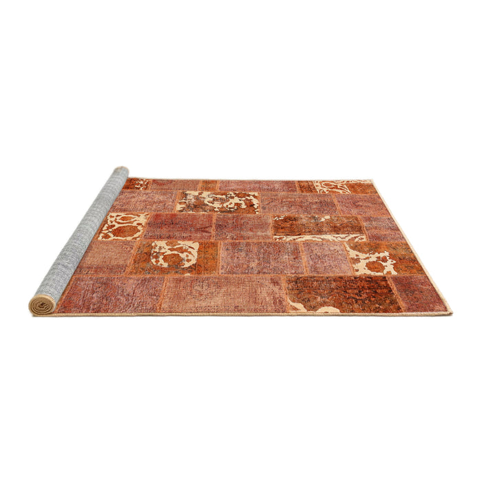 Serging Thickness of Machine Washable Contemporary Fire Red Rug, wshcon1193