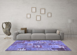 Machine Washable Patchwork Blue Transitional Rug in a Living Room, wshcon1193blu