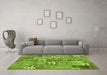 Machine Washable Patchwork Green Transitional Area Rugs in a Living Room,, wshcon1193grn