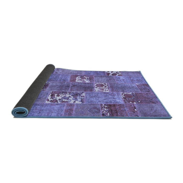 Sideview of Patchwork Blue Transitional Rug, con1193blu