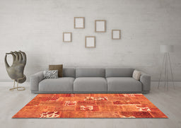 Machine Washable Patchwork Orange Transitional Area Rugs in a Living Room, wshcon1193org