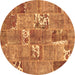 Round Patchwork Brown Transitional Rug, con1193brn