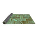 Sideview of Patchwork Turquoise Transitional Rug, con1193turq