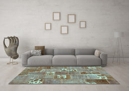 Machine Washable Patchwork Light Blue Transitional Rug in a Living Room, wshcon1193lblu