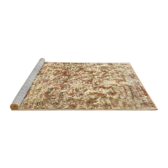 Serging Thickness of Machine Washable Contemporary Brown Gold Rug, wshcon1194