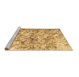 Sideview of Machine Washable Abstract Brown Contemporary Rug, wshcon1194brn