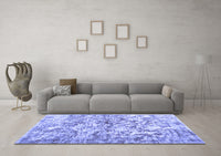 Machine Washable Abstract Blue Contemporary Rug, wshcon1194blu
