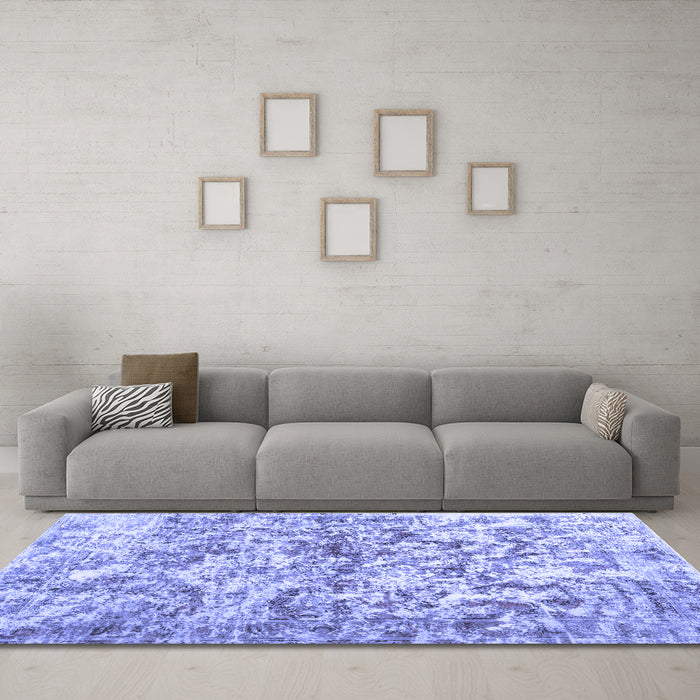 Machine Washable Abstract Blue Contemporary Rug in a Living Room, wshcon1194blu