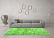 Machine Washable Abstract Green Contemporary Area Rugs in a Living Room,, wshcon1194grn