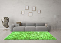 Machine Washable Abstract Green Contemporary Rug, wshcon1194grn