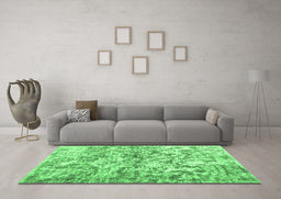 Machine Washable Abstract Emerald Green Contemporary Area Rugs in a Living Room,, wshcon1194emgrn