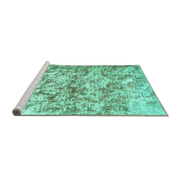 Sideview of Machine Washable Abstract Turquoise Contemporary Area Rugs, wshcon1194turq