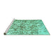 Sideview of Machine Washable Abstract Turquoise Contemporary Area Rugs, wshcon1194turq