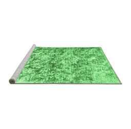 Sideview of Machine Washable Abstract Emerald Green Contemporary Area Rugs, wshcon1194emgrn