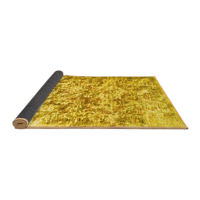 Sideview of Abstract Yellow Contemporary Rug, con1194yw