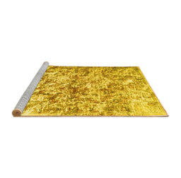 Sideview of Machine Washable Abstract Yellow Contemporary Rug, wshcon1194yw