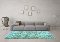 Machine Washable Abstract Light Blue Contemporary Rug, wshcon1194lblu